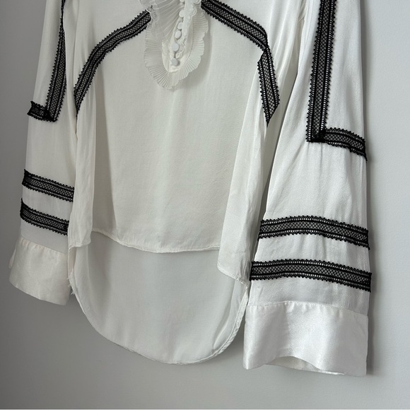 Self-Portrait Monochrome Trimmed Satin Shirt - Picture 6 of 11